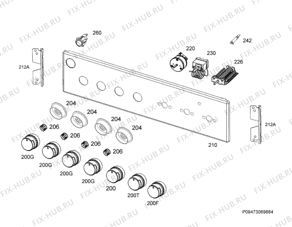 Взрыв-схема плиты (духовки) Electrolux RKK61160OW - Схема узла Command panel 037